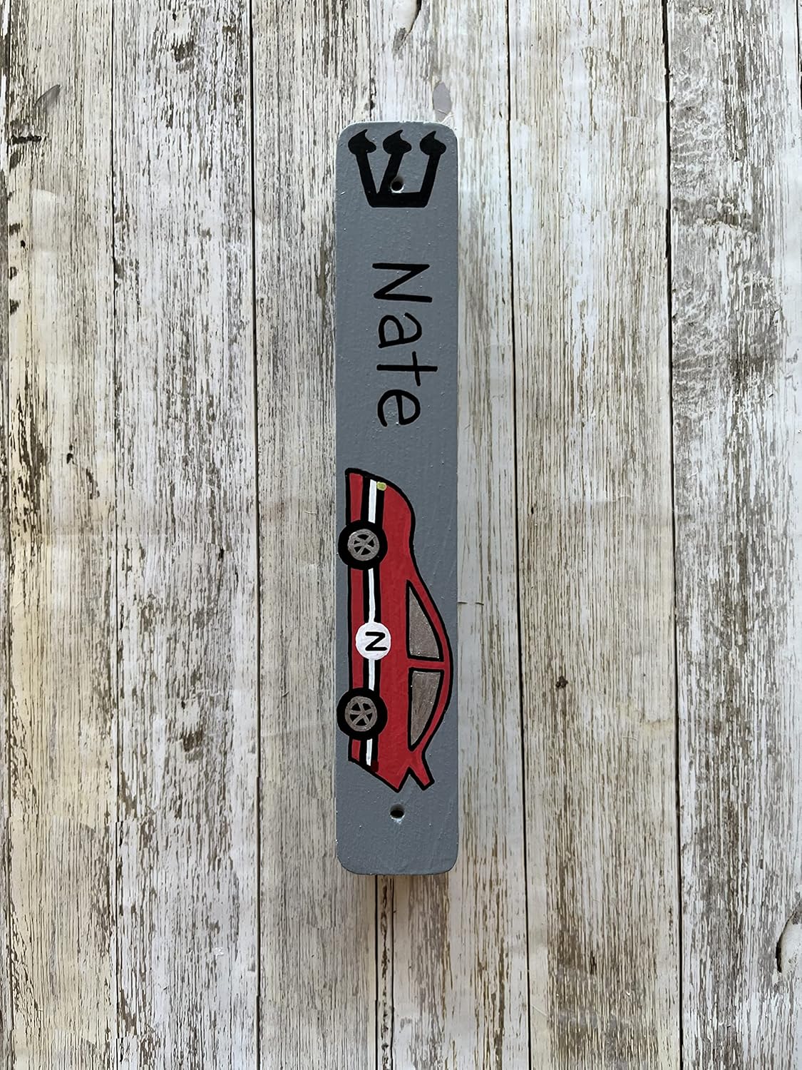 Race Car Mezuzah for Kids Wooden Scroll Holder