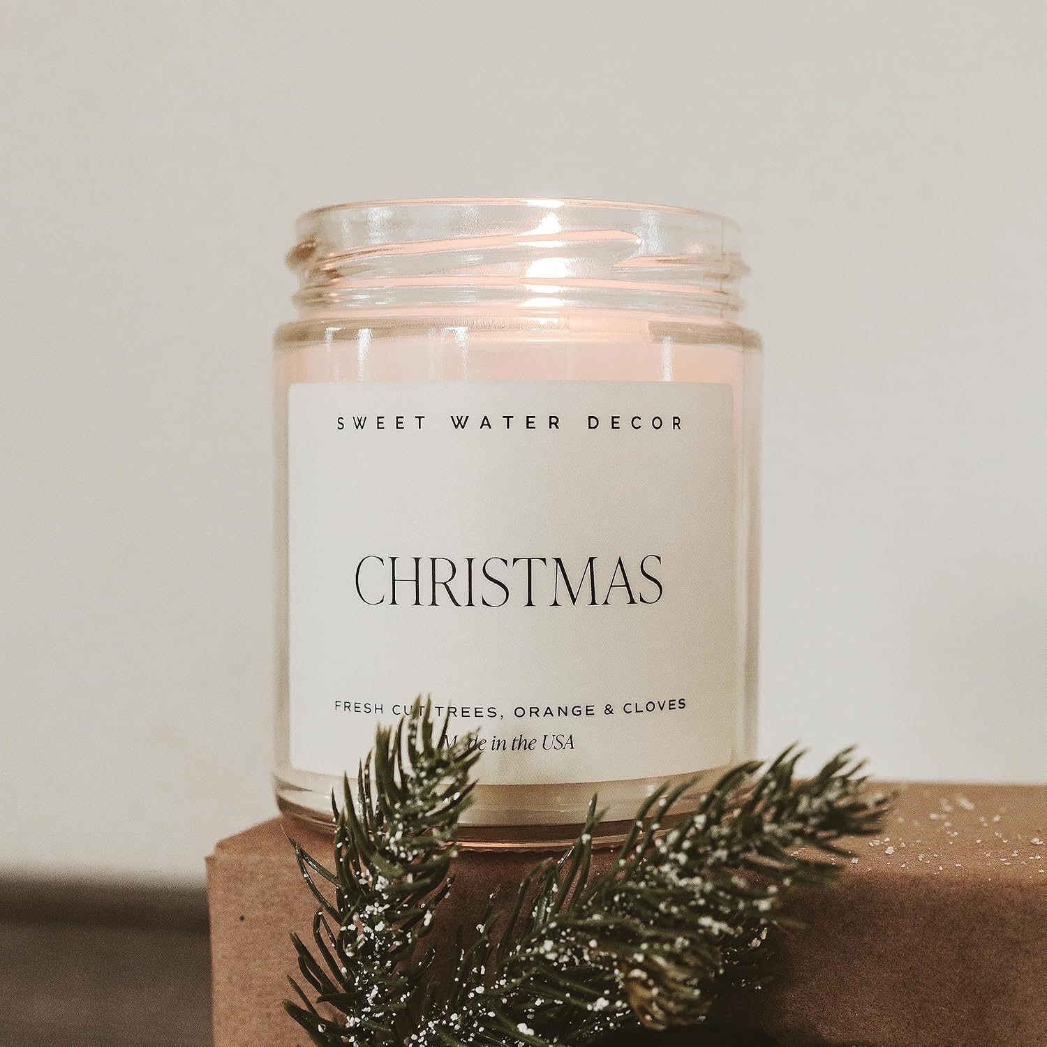 Sweet Water Decor Christmas Candle with Cinnamon and Clove Scents