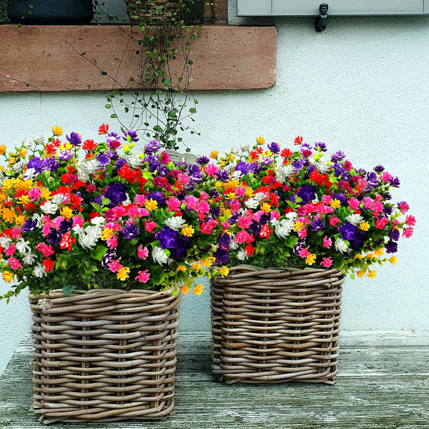 Artificial Plants Flowers for Outdoors 12 Bundles
