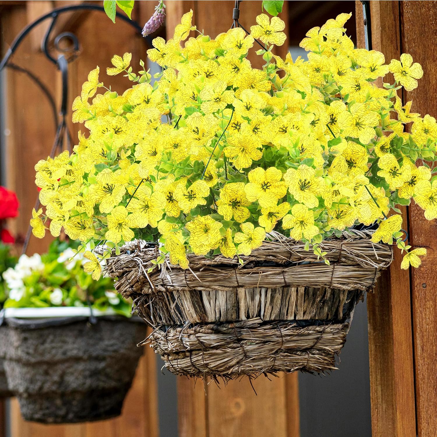 LEIISSURREE Artificial Flowers for Outdoor Decor Yellow Set of 12 Bundles