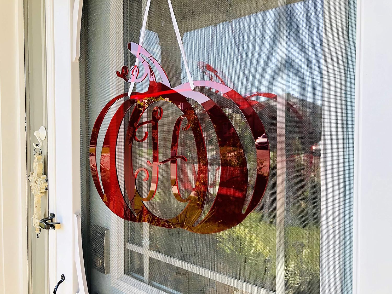 DistinctAndUnique Halloween Pumpkin Monogram Door Hanger - Seasonal Decor