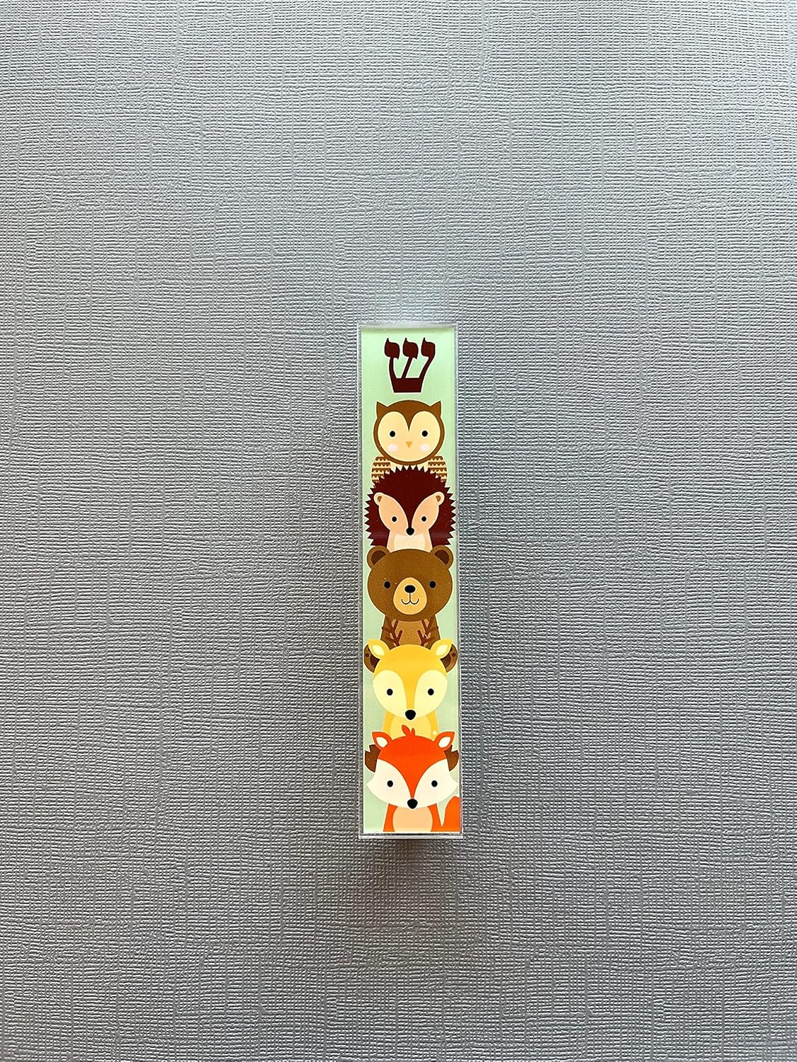 Childrens Mezuzah Scroll Case with Acrylic Aluminum Design